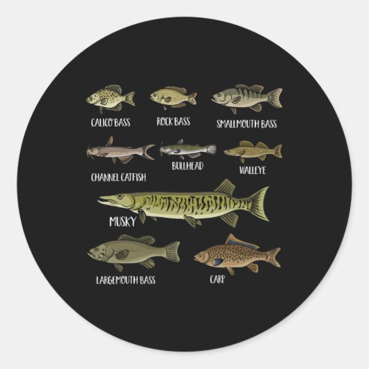 淡水魚種魚釣り ラウンドシール (正面)