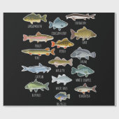 淡水魚種魚釣り ラッピングペーパー (フラット)