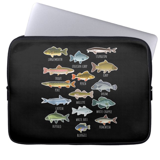 淡水魚種魚釣り ラップトップスリーブ (正面)