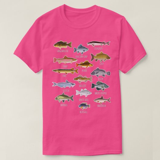 淡水魚種魚釣り Tシャツ (デザイン正面)