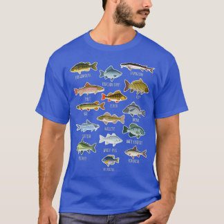 淡水魚種魚釣り Tシャツ