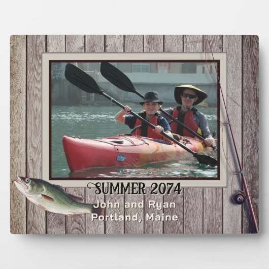 淡水魚釣り素朴額縁写真 フォトプラーク (正面)