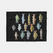 淡水魚魚釣り フリースブランケット (正面(横))