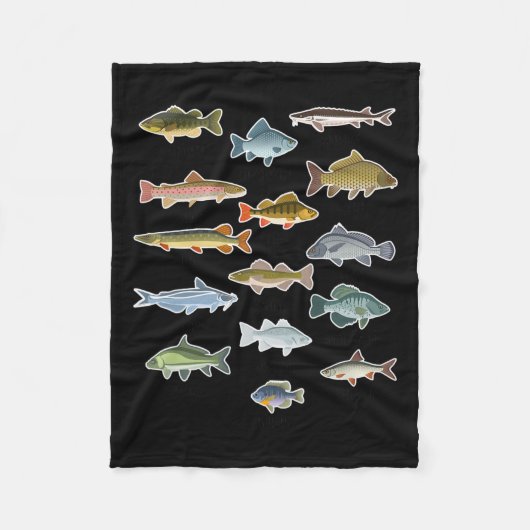 淡水魚魚釣り フリースブランケット (正面)