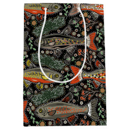 淡水魚,スタイリッシュデザイン,マス,魚釣り ミディアムペーパーバッグ