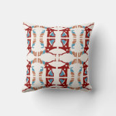 淡白の大きなモザイクタイル上の濃い赤タンブルー クッション (裏面)