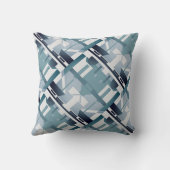 淡白の斜めモチーフ上の暗い石板ティール（緑がかった色） クッション (裏面)