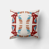 淡白モチーフの濃い赤タン地中海のブルー クッション (裏面)