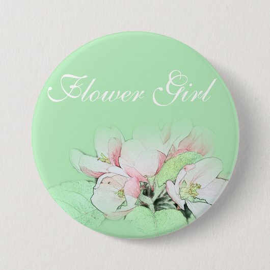 淡紅色のかわいらしりんご花の少女 缶バッジ (正面)