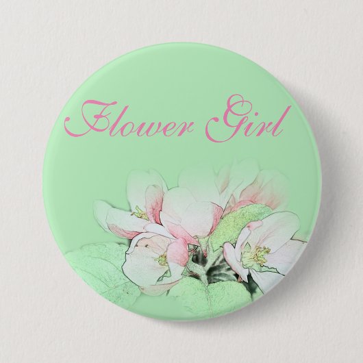 淡紅色のかわいらしりんご花の少女 缶バッジ (正面)