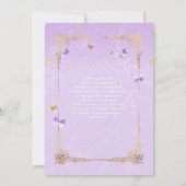 淡紫色とゴールドのローズ エレガントなキンセアネラ 招待状 (裏面)