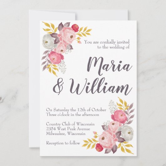 淡紫色のバラ 招待状 (正面)