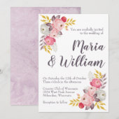 淡紫色のバラ 招待状 (正面/裏面)