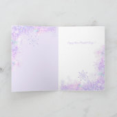 淡紫色の雪の結晶とフロストハート カード (内部)