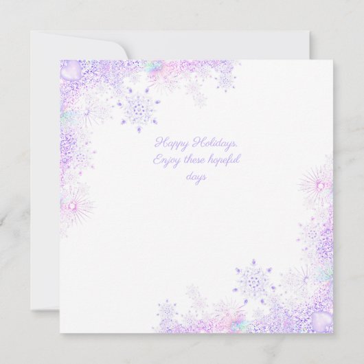 淡紫色の雪の結晶とフロストハート カード (裏面)