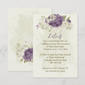 淡紫色白色花卉綠植婚禮細節 エンクロージャーカード (正面/裏面)