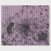 淡紫色縞模様の古地図 ラッピングペーパー (フラット)