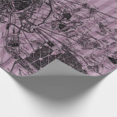 淡紫色縞模様の古地図 ラッピングペーパー (角)