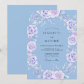 淡紫色 ラベンダー 天空の春の結婚式 招待状 (正面/裏面)