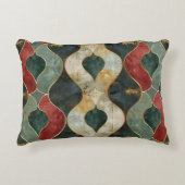 淡緑と赤のパターエレガントン アクセントクッション (正面)