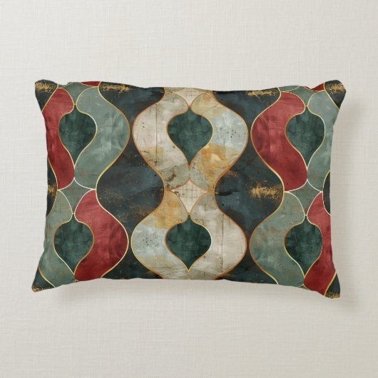 淡緑と赤のパターエレガントン アクセントクッション (裏面)