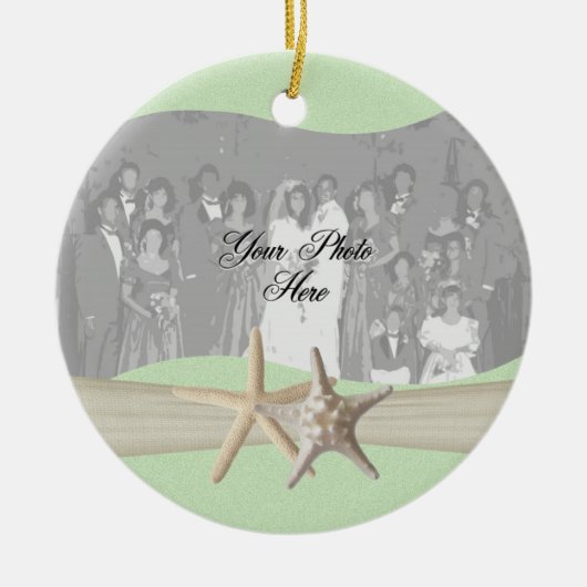 淡緑色のヒトデの写真 セラミックオーナメント (正面)