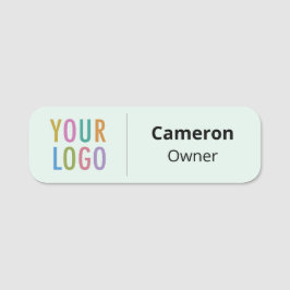 淡緑色の名前タグビジネスロゴ丸い角 名札