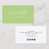 淡緑色の手書きスクリプトソーシャルメディアのアイコン 名刺 (正面/裏面)