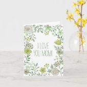 淡緑色の植物の花　愛してるママ カード (黄色い花)