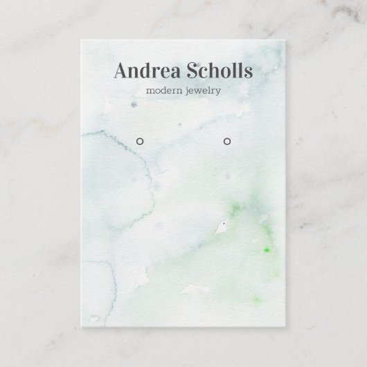 淡緑色の水色のジュエリーイヤリングディスプレイ 名刺 (正面)