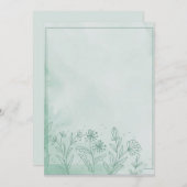 淡緑色の花模様 招待状 (正面/裏面)