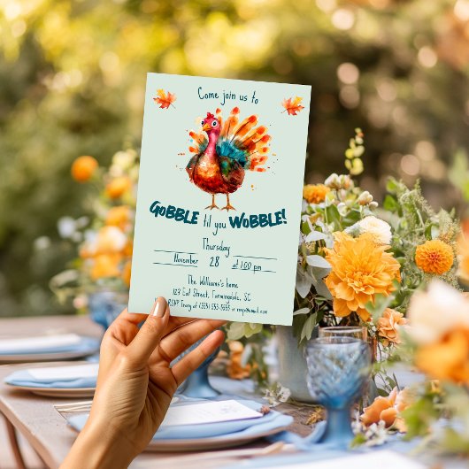 淡緑色予測できな水色トルコ感謝祭 招待状