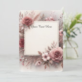 淡色のバラと葉 招待状 (スタンド正面)