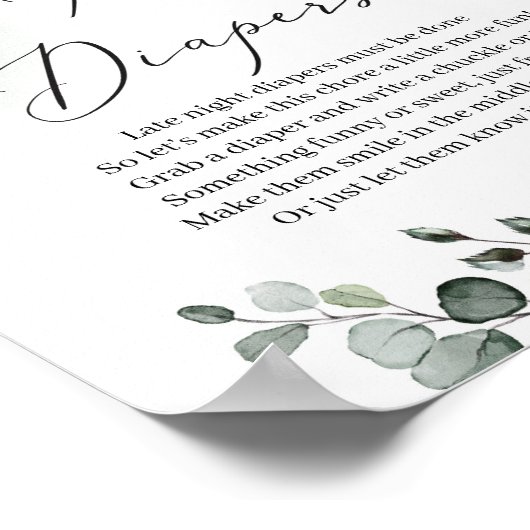 淡色ユーカリの緑の深夜おむつ ポスター (角)