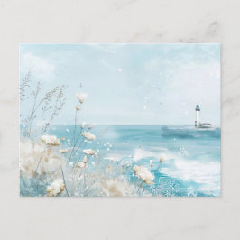 淡青と白の海岸風景 ポストカード