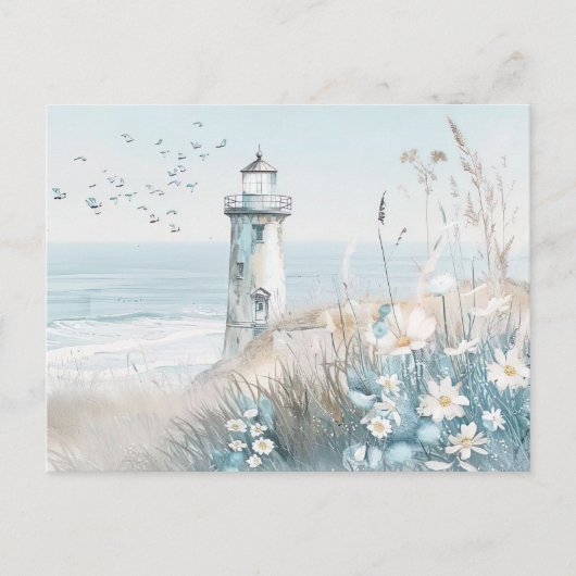 淡青と白の海岸風景 ポストカード (正面)