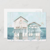 淡青と白の海岸風景 ポストカード (正面/裏面)