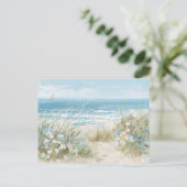淡青と白の海岸風景 ポストカード (スタンド正面)