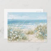 淡青と白の海岸風景 ポストカード (正面/裏面)