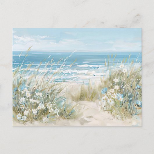淡青と白の海岸風景 ポストカード (正面)