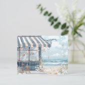淡青と白の海岸風景 ポストカード (スタンド正面)