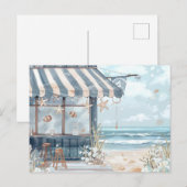 淡青と白の海岸風景 ポストカード (正面/裏面)