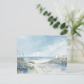 淡青と白の海岸風景 ポストカード (スタンド正面)
