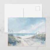 淡青と白の海岸風景 ポストカード (正面/裏面)