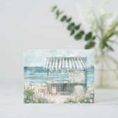 淡青と白の海岸風景 ポストカード (スタンド正面)