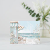 淡青と白の海岸風景 ポストカード (スタンド正面)