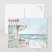 淡青と白の海岸風景 ポストカード (正面/裏面)