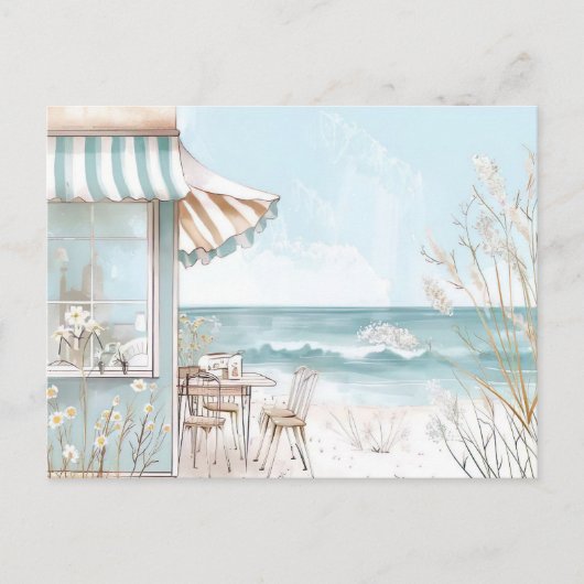 淡青と白の海岸風景 ポストカード (正面)