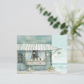 淡青と白の海岸風景 ポストカード (スタンド正面)