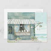 淡青と白の海岸風景 ポストカード (正面/裏面)